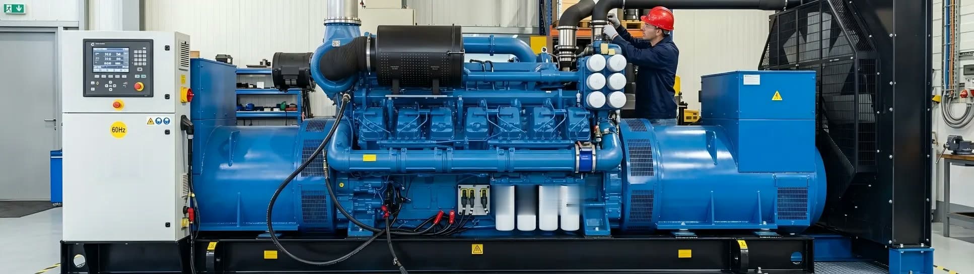 Diesel generator set being fitted out on the assembly floor